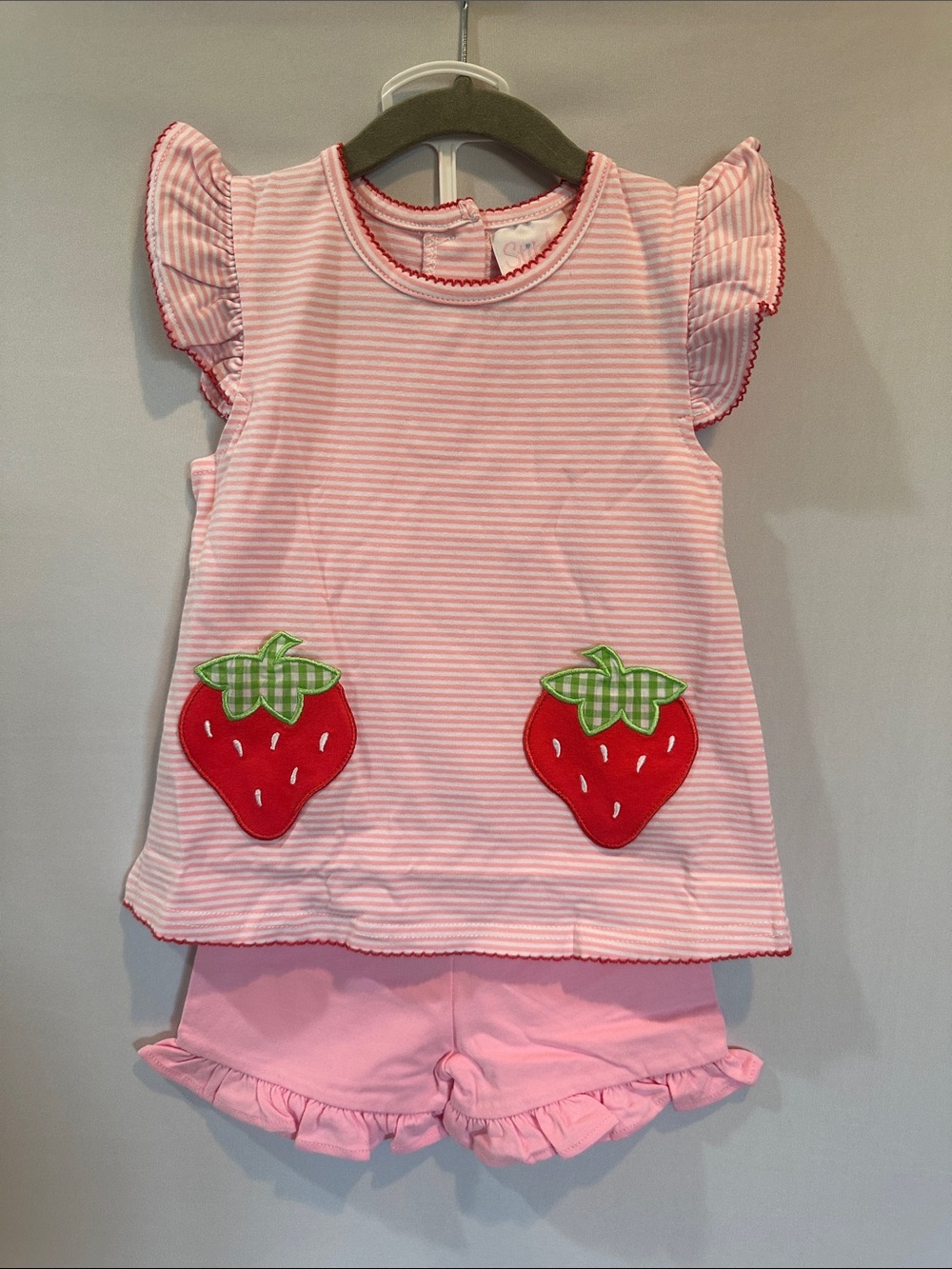 Girls Pink Strawberry Two-Piece Set